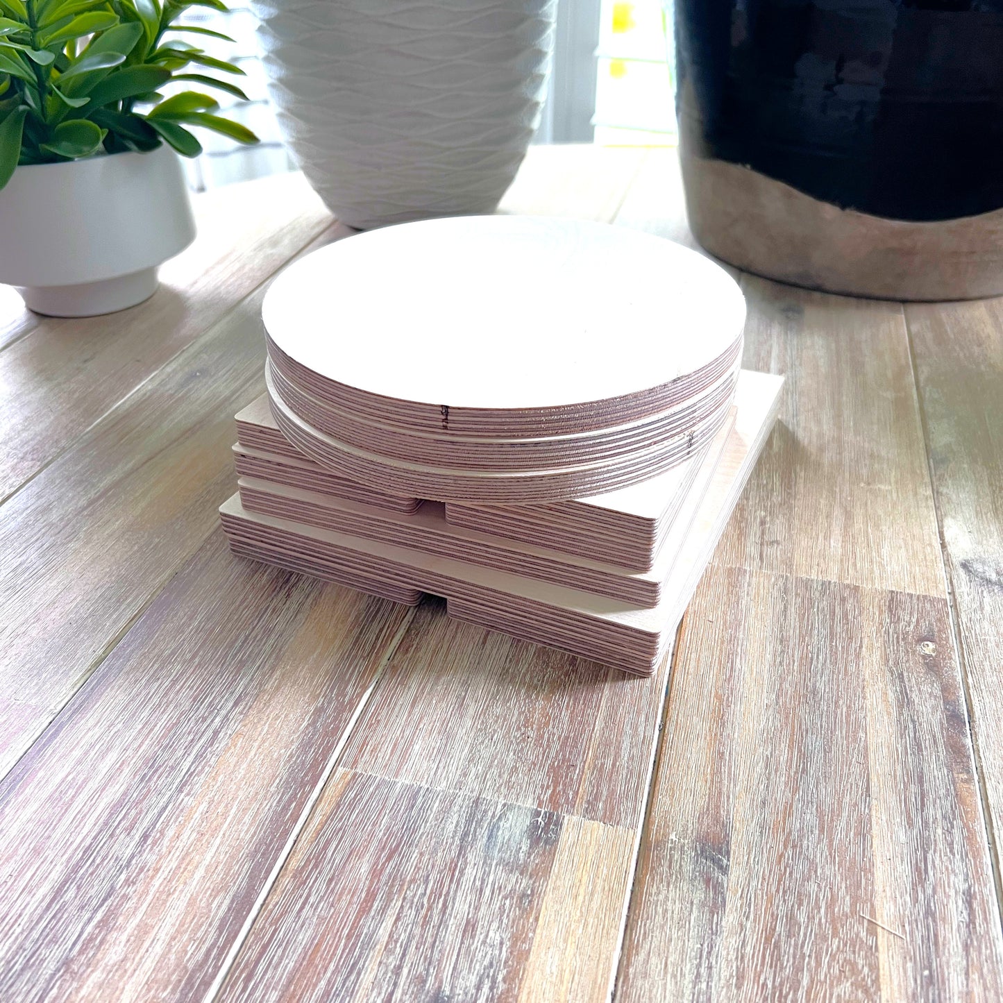 8" Wood Pedestal Display Stands - 3 Pc Set - Plant Stands