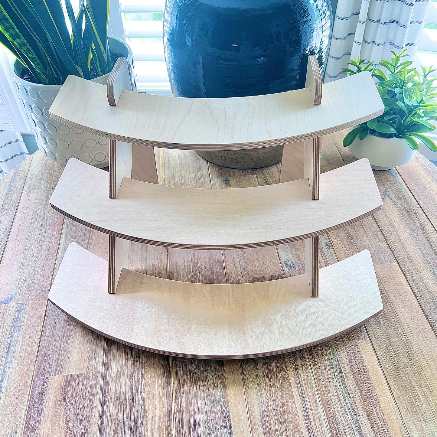 3-Tier 22" Curved Wood Display