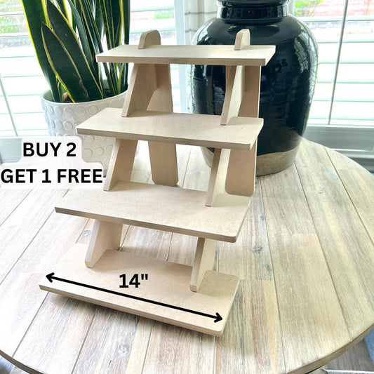 4-tier Display 14", Double Refined MDF, Craft Show Display, Candle Display, Soap Display, Tiered Shelves, Retail Display, Tabletop Display