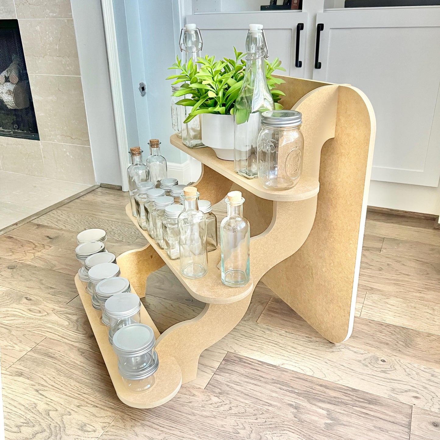 3-Tier HDF Display Stand: Collapsible Tabletop Stand for Craft Show