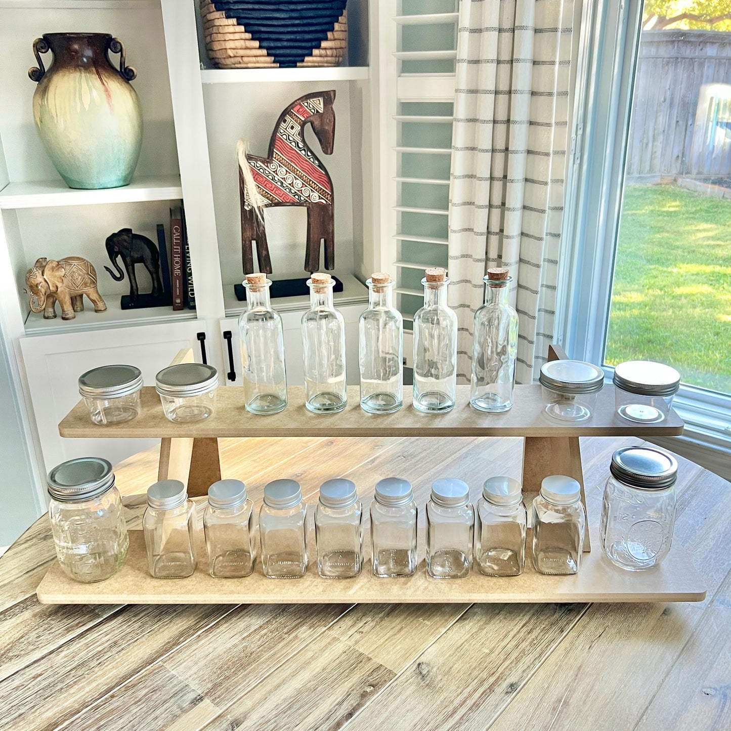 2-Tier HDF Display Stand: Tiered 30" Shelves for Craft Shows and Markets