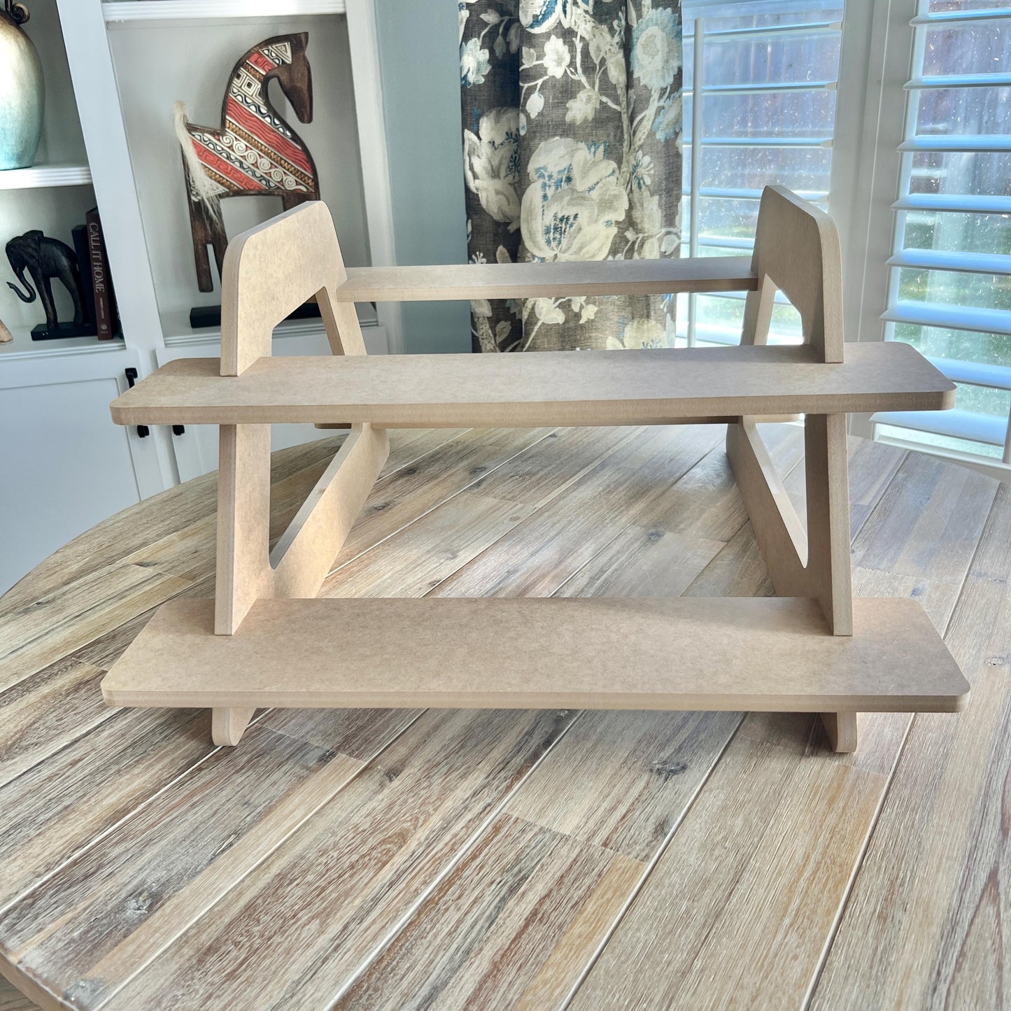 Dual Sided 2-Tier HDF Display Stand: Tabletop Product Display for Craft Shows
