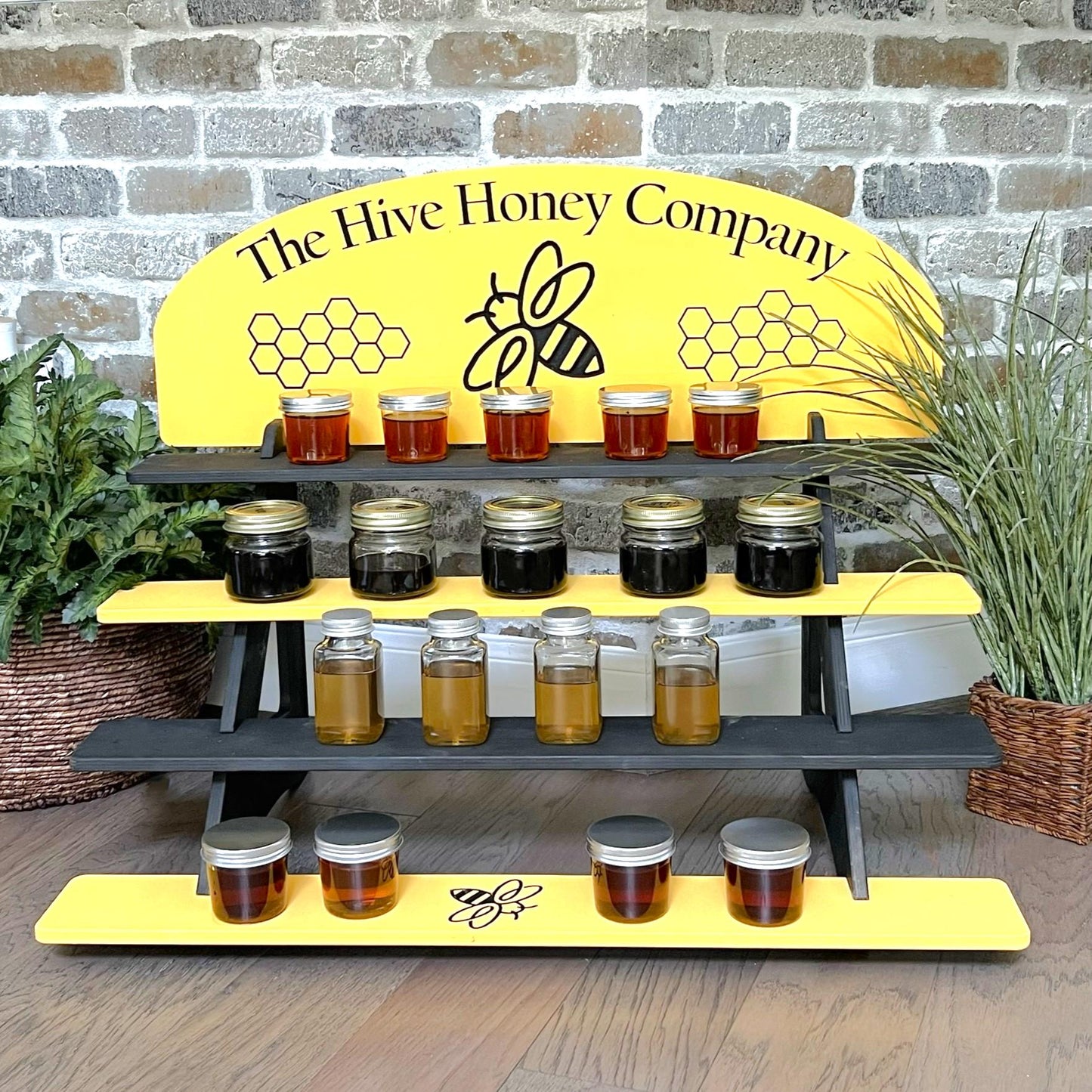 4-Tier Birch Wood Display Stand: 30" Tabletop Shelving