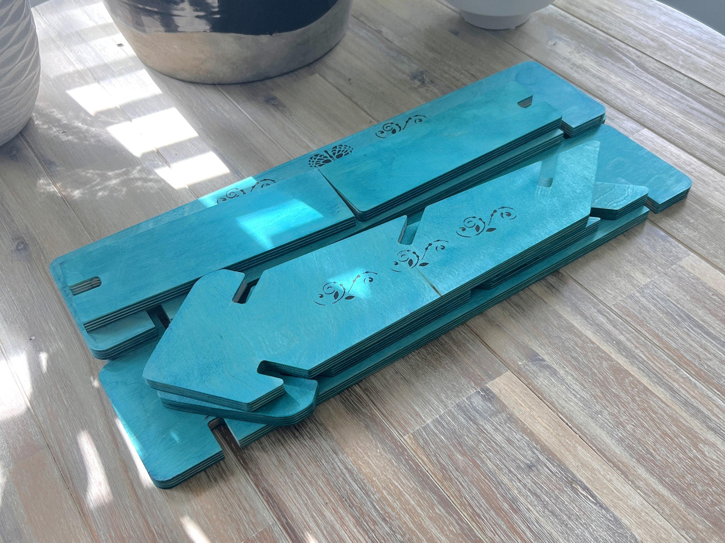 3-Tier Painted Wood Display Stand: Craft Fair Shelf Risers