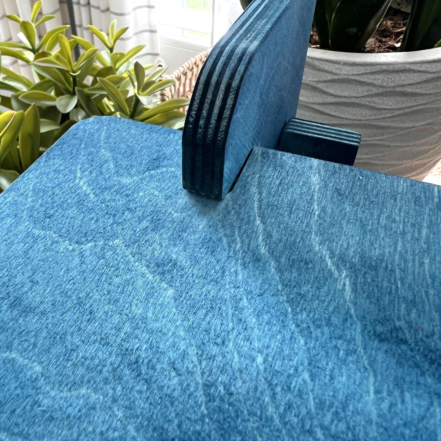 Blue 3-Tier Wood Display Stand: Collapsible Craft Fair Product Riser