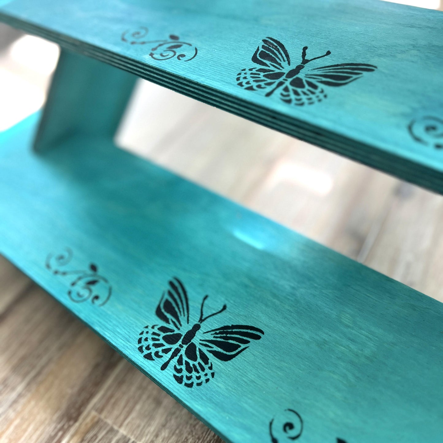 3-Tier Painted Wood Display Stand: Craft Fair Shelf Risers