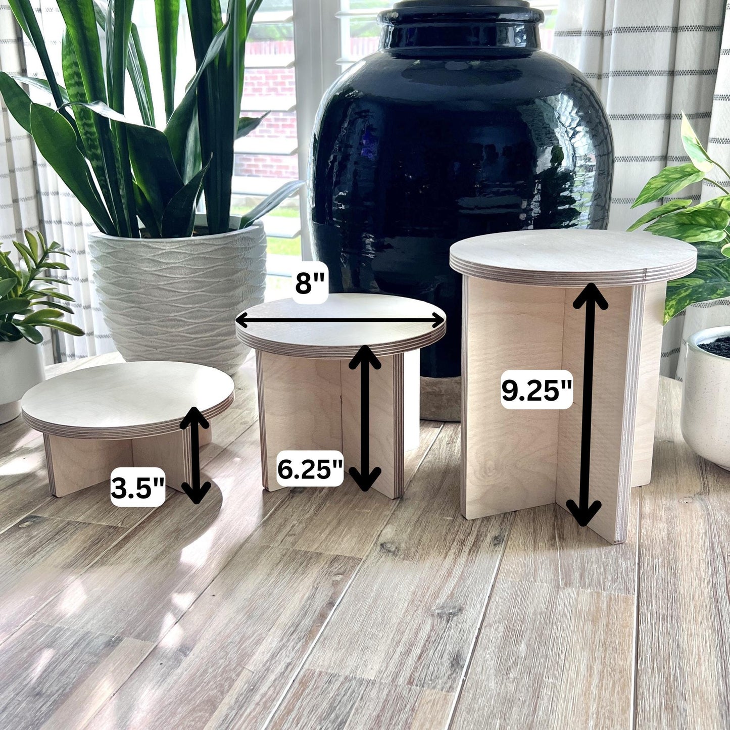 3-piece Wood Pedestal Set, 3-Tier Wood Display, Plant Stand, Cake Stand, Candle Display, Market Stands, Craft Fair Display, Pottery Display