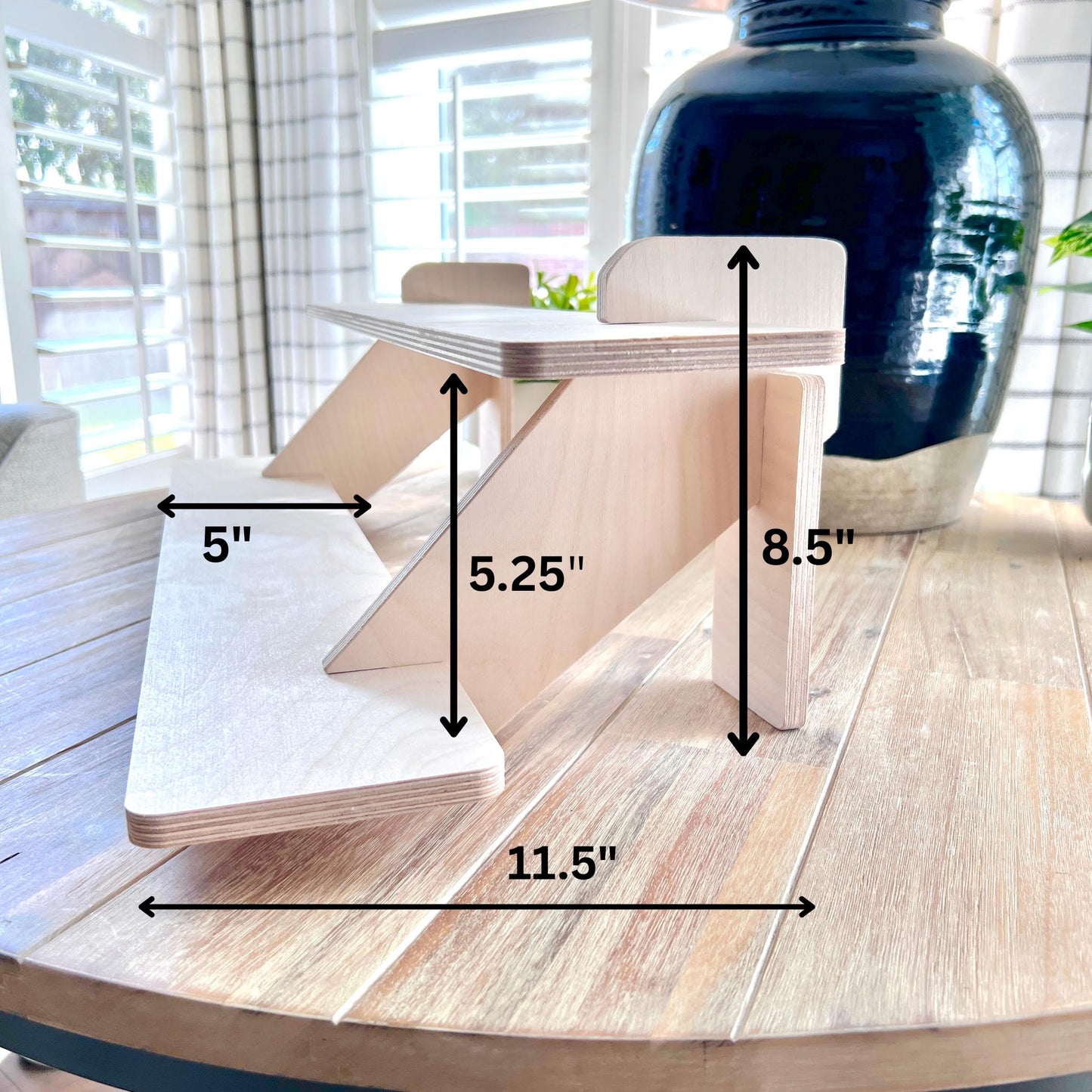 2-Tier Birch Wood Display Stand: 30" Tabletop Shelving