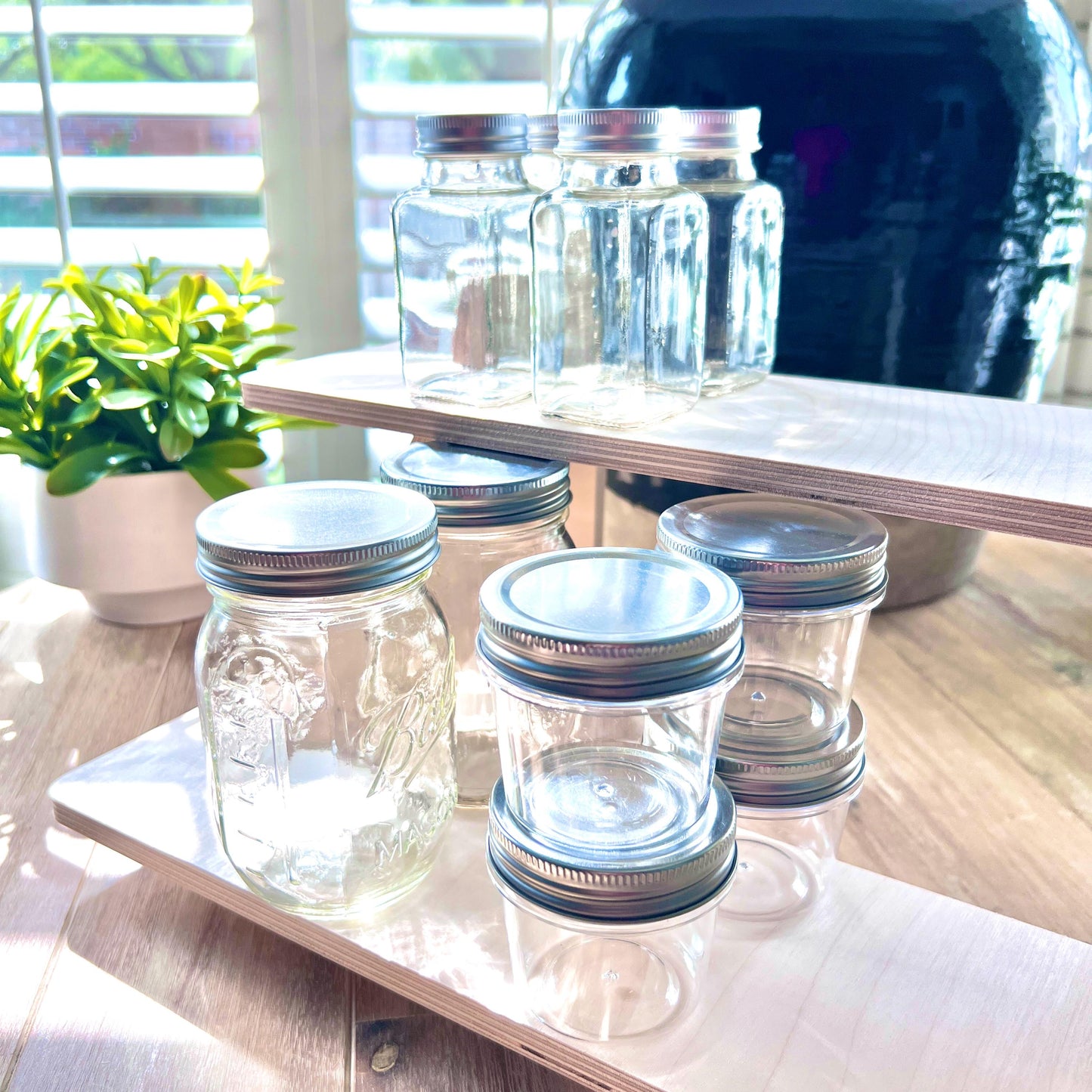 2-Tier Birch Wood Display Stand: 22" Tabletop Shelving