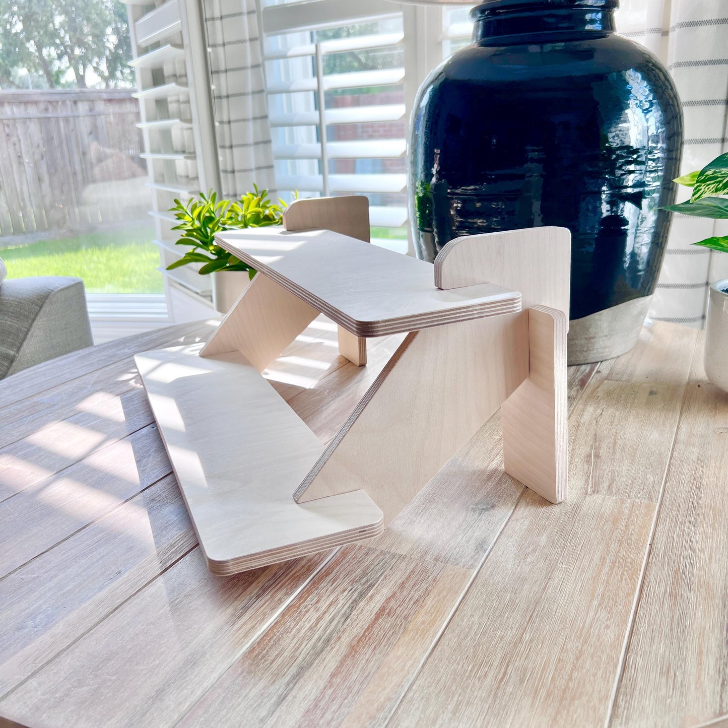 2-Tier Birch Wood Display Stand: 22" Tabletop Shelving