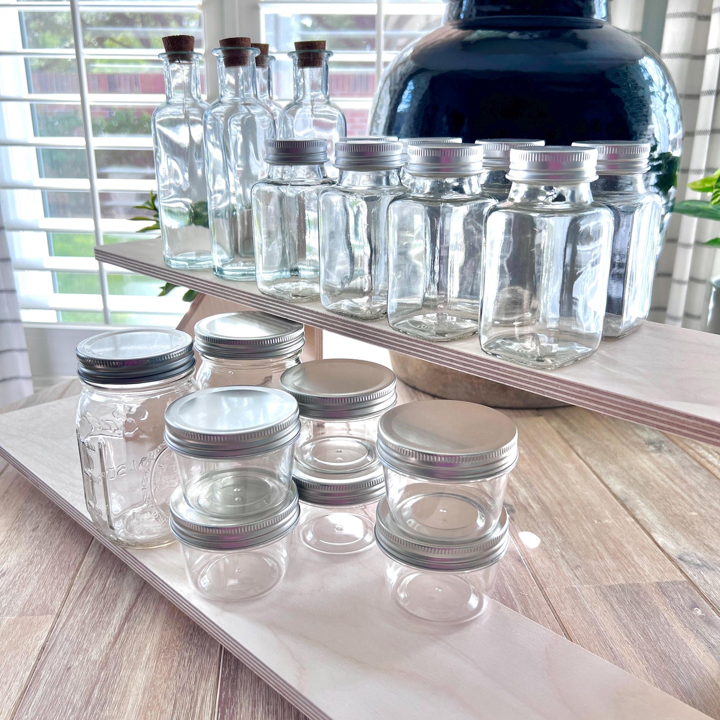 2-Tier Birch Wood Display Stand: 22" Tabletop Shelving