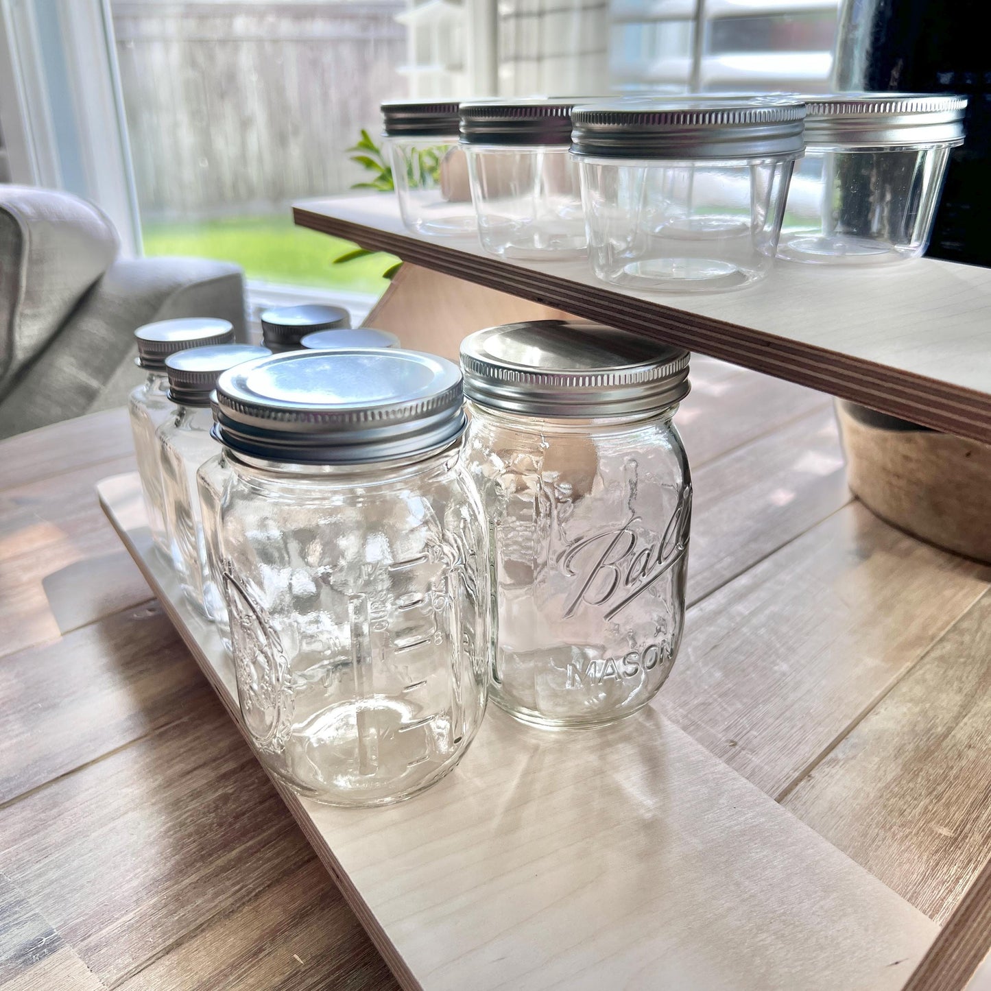 2-Tier Birch Wood Display Stand: 22" Tabletop Shelving