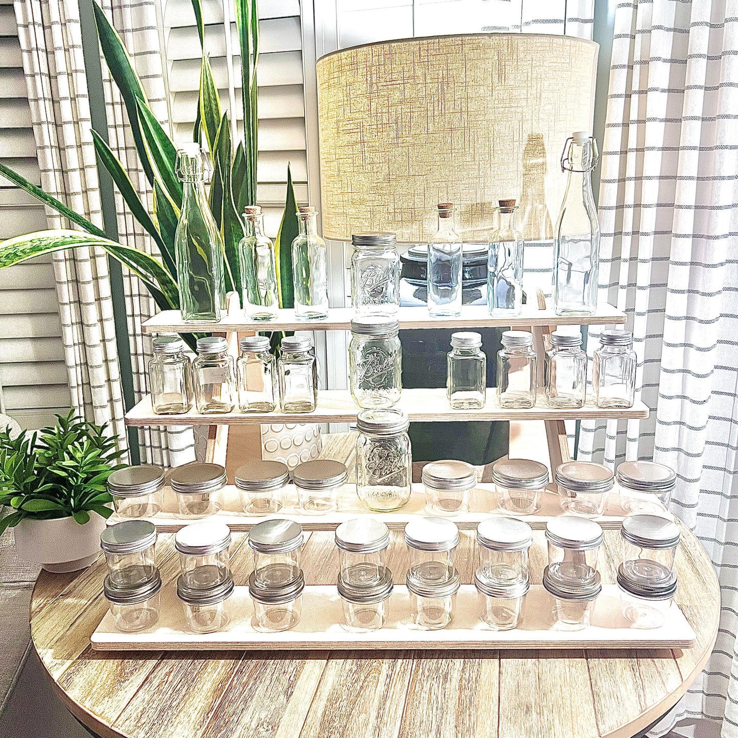 4-Tier Birch Wood Display Stand: 30" Tabletop Shelving