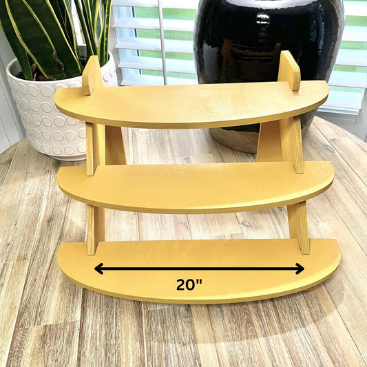 Yellow 3-Tier Wood Display Stand: Craft Show Shelving (20")
