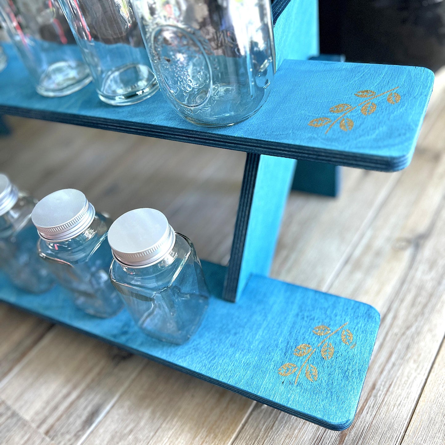 2-Tier Wood Display Stand: Tabletop Collapsible Shelving for Craft Shows and Markets