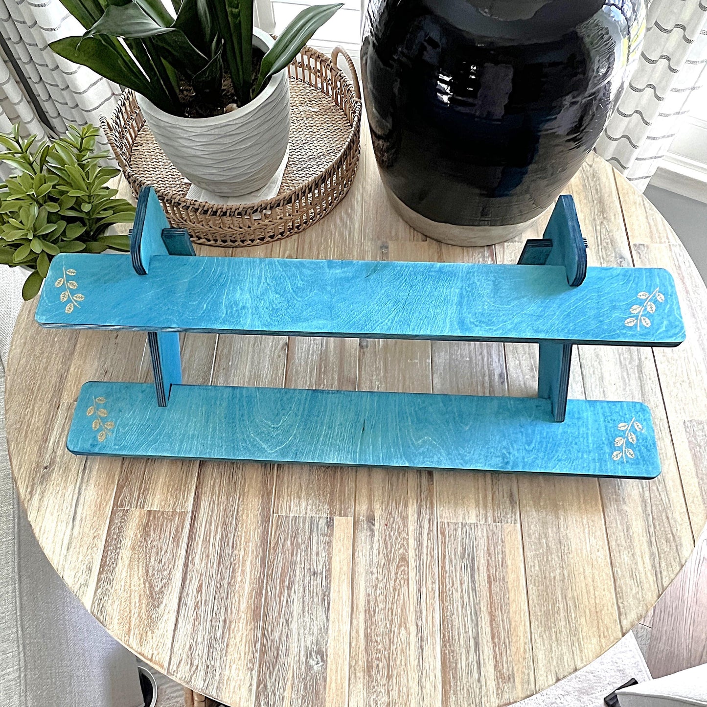 2-Tier Wood Display Stand: Tabletop Collapsible Shelving for Craft Shows and Markets