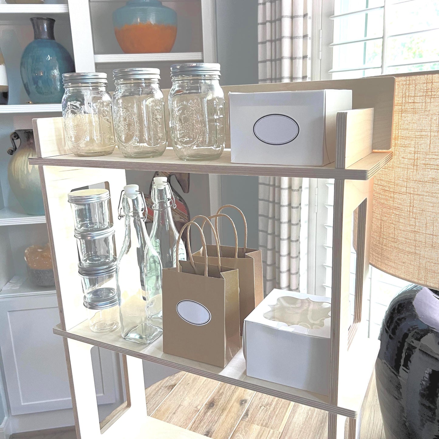 Wood Bookcase, product display rack, wood display, 3-tier display, tabletop book rack, childrens bookcase, entryway shoe rack,