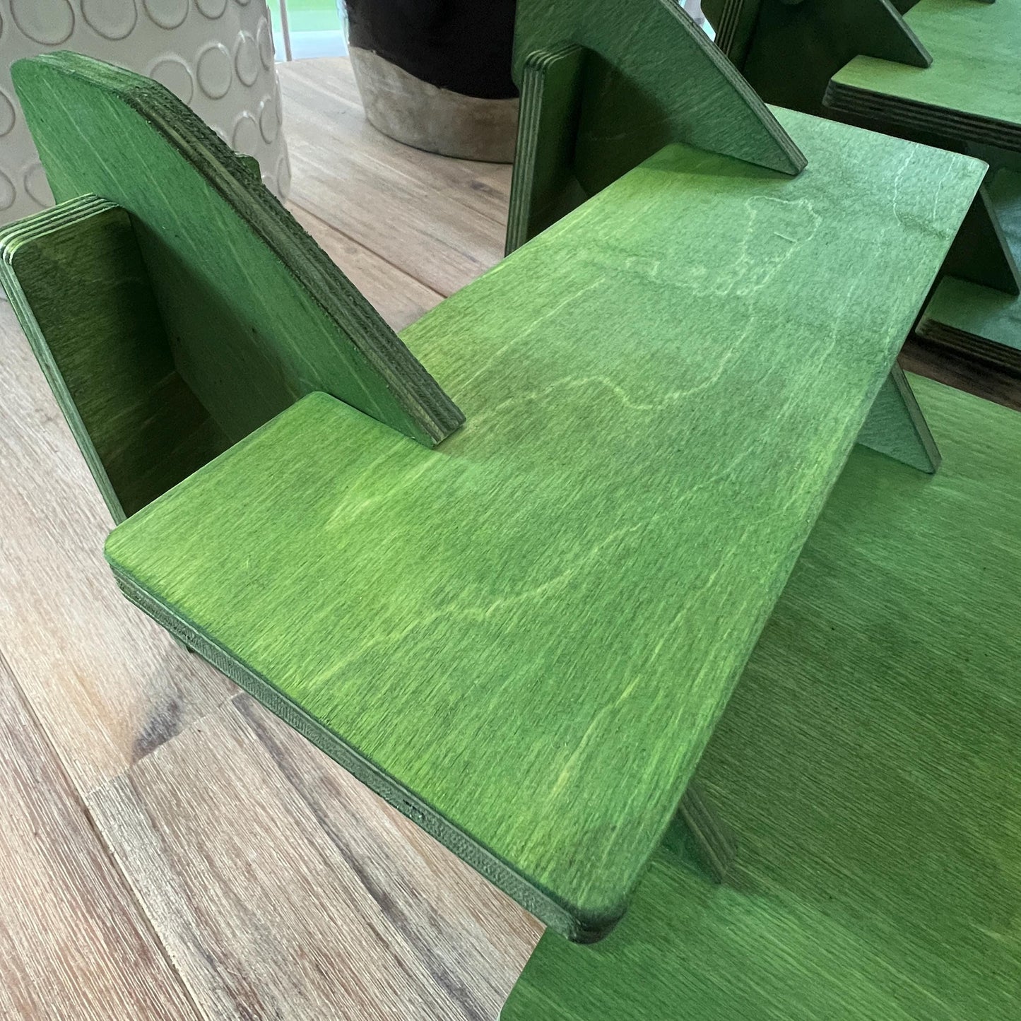 Two-Pack Green 2-Tier Display Stand, Craft Show Shelving