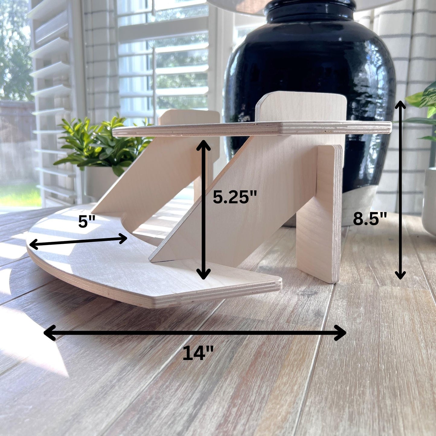 2-Tier Birch Wood Display Stand: Curved 22" Tabletop Shelving
