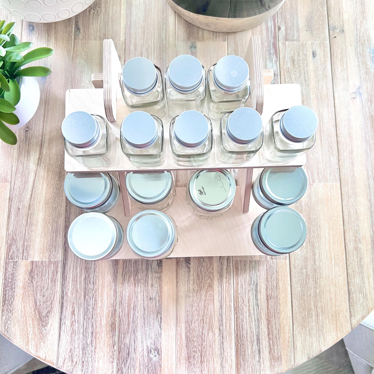 2 -Tier Birch Wood Display Stand: 14" Tabletop Shelving