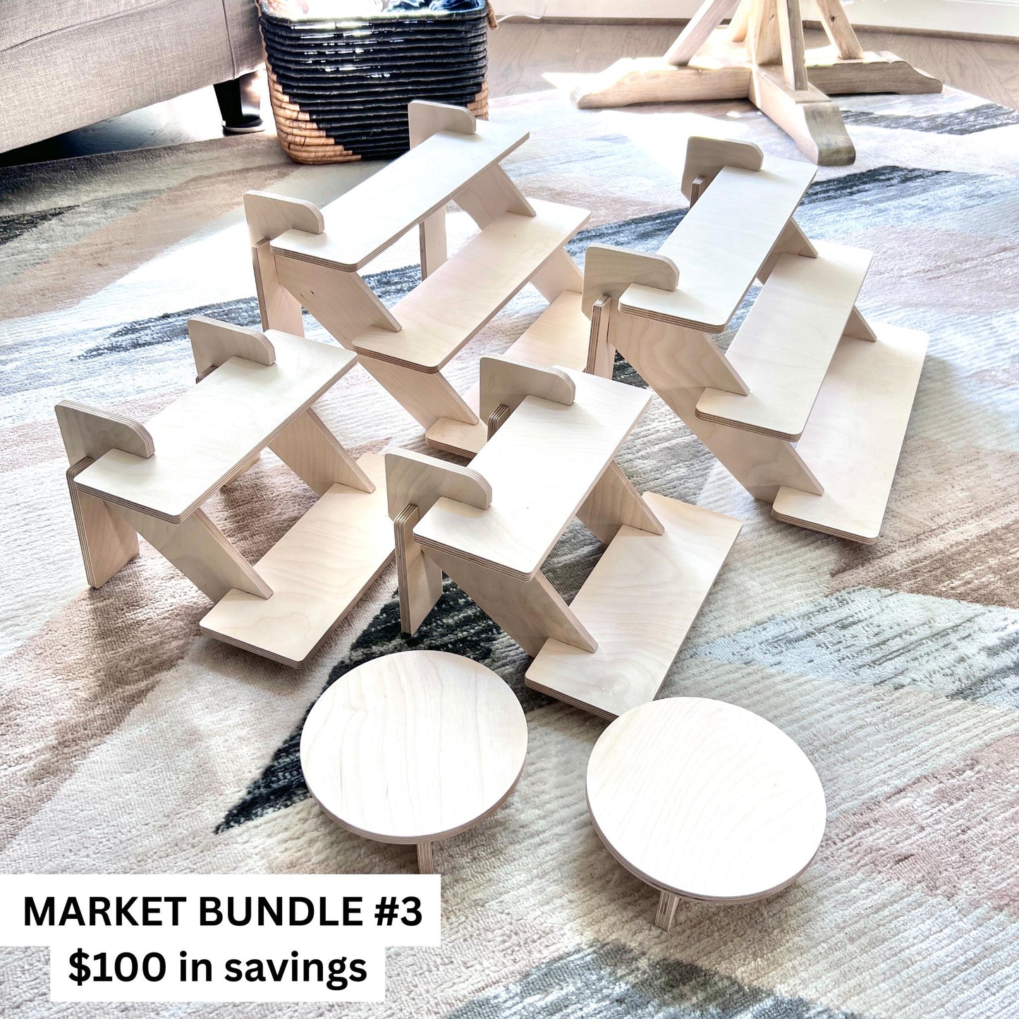 Market Bundle #3, Solid Wood Display, Craft Show display, Farmer's Market Display, Tabletop Shelves, Retail Display Stand, Tiered Shelving
