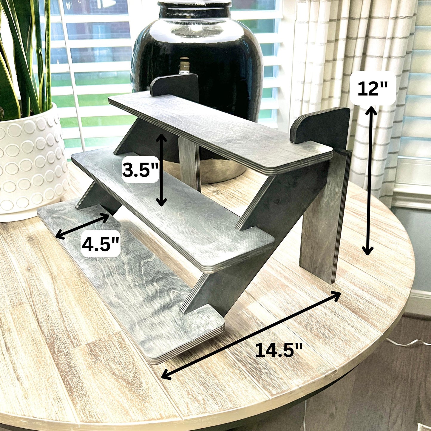 3-Tier Black Display Stand: Collapsible Shelving for Markets and Craft Shows