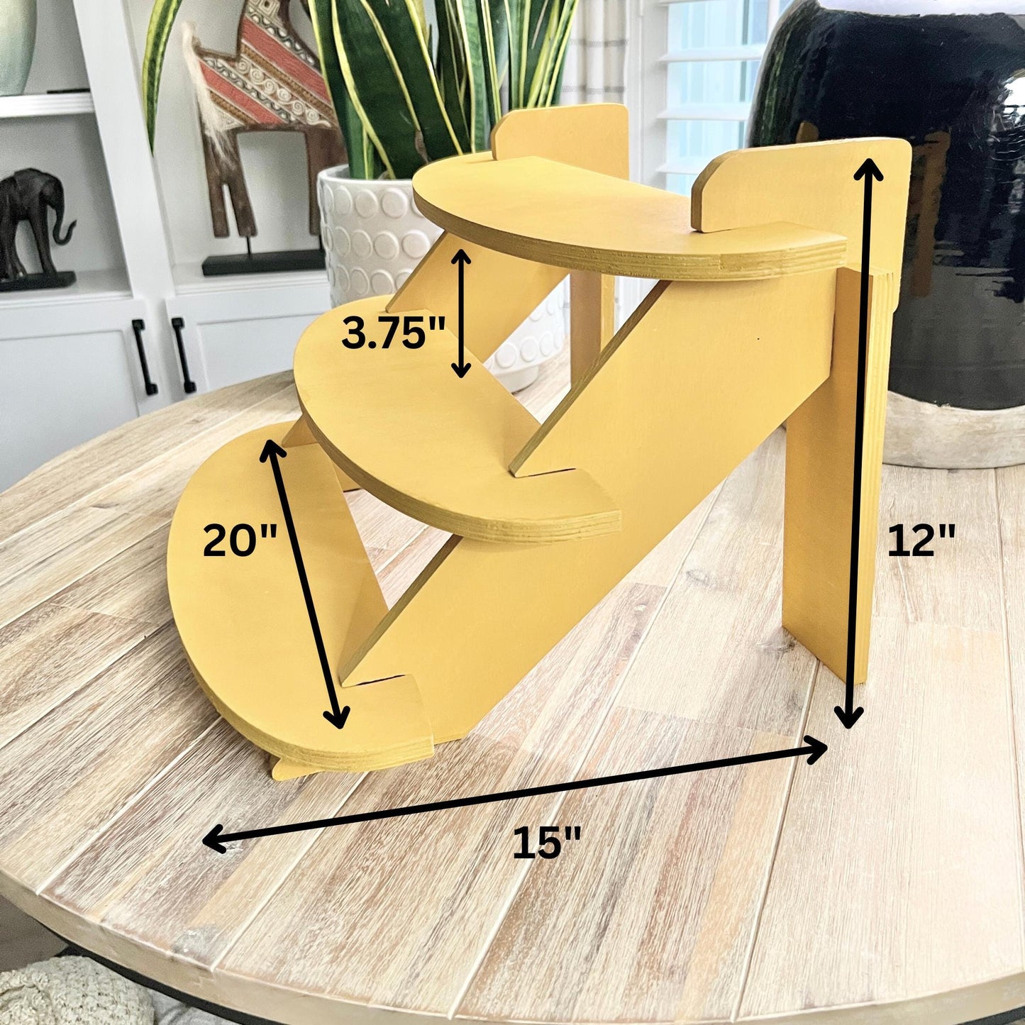 Yellow 3-Tier Wood Display Stand: Craft Show Shelving (20")