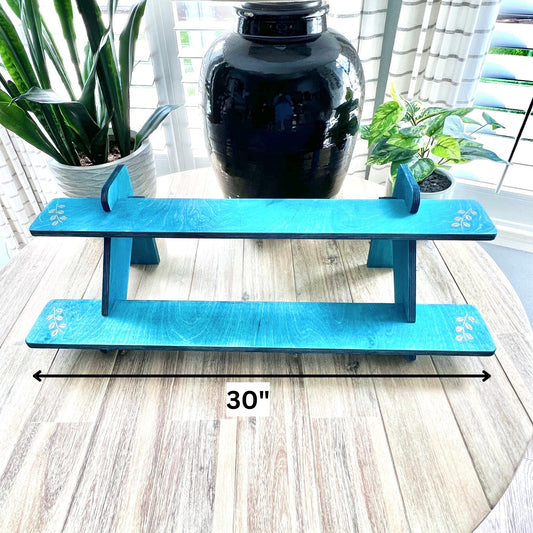 2-Tier Wood Display Stand: Tabletop Collapsible Shelving for Craft Shows and Markets