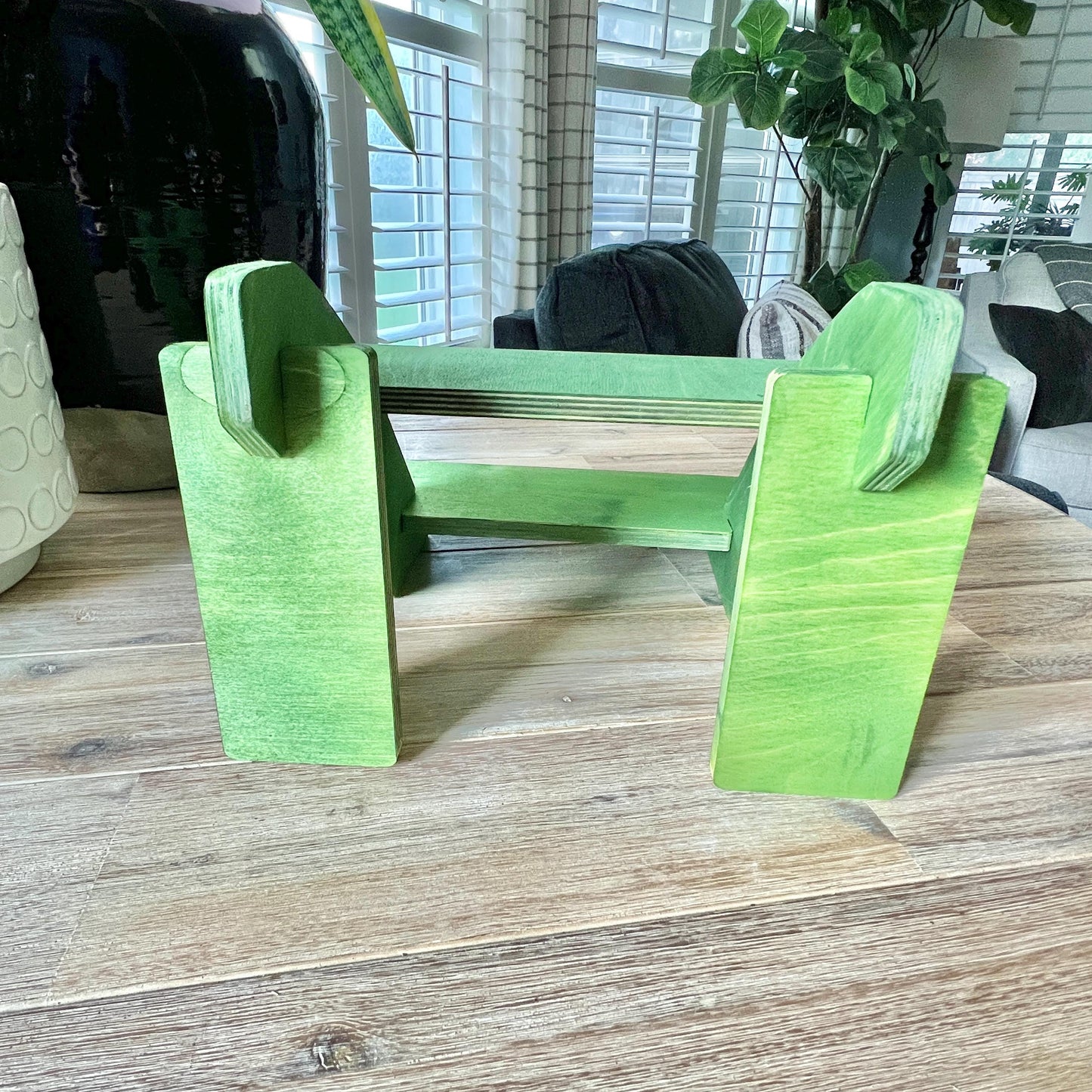 Two-Pack Green 2-Tier Display Stand, Craft Show Shelving