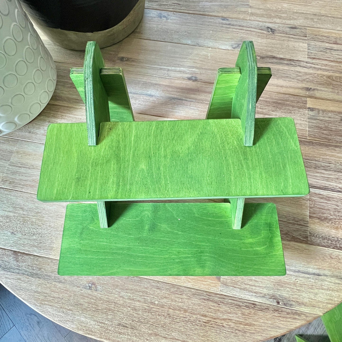 Two-Pack Green 2-Tier Display Stand, Craft Show Shelving