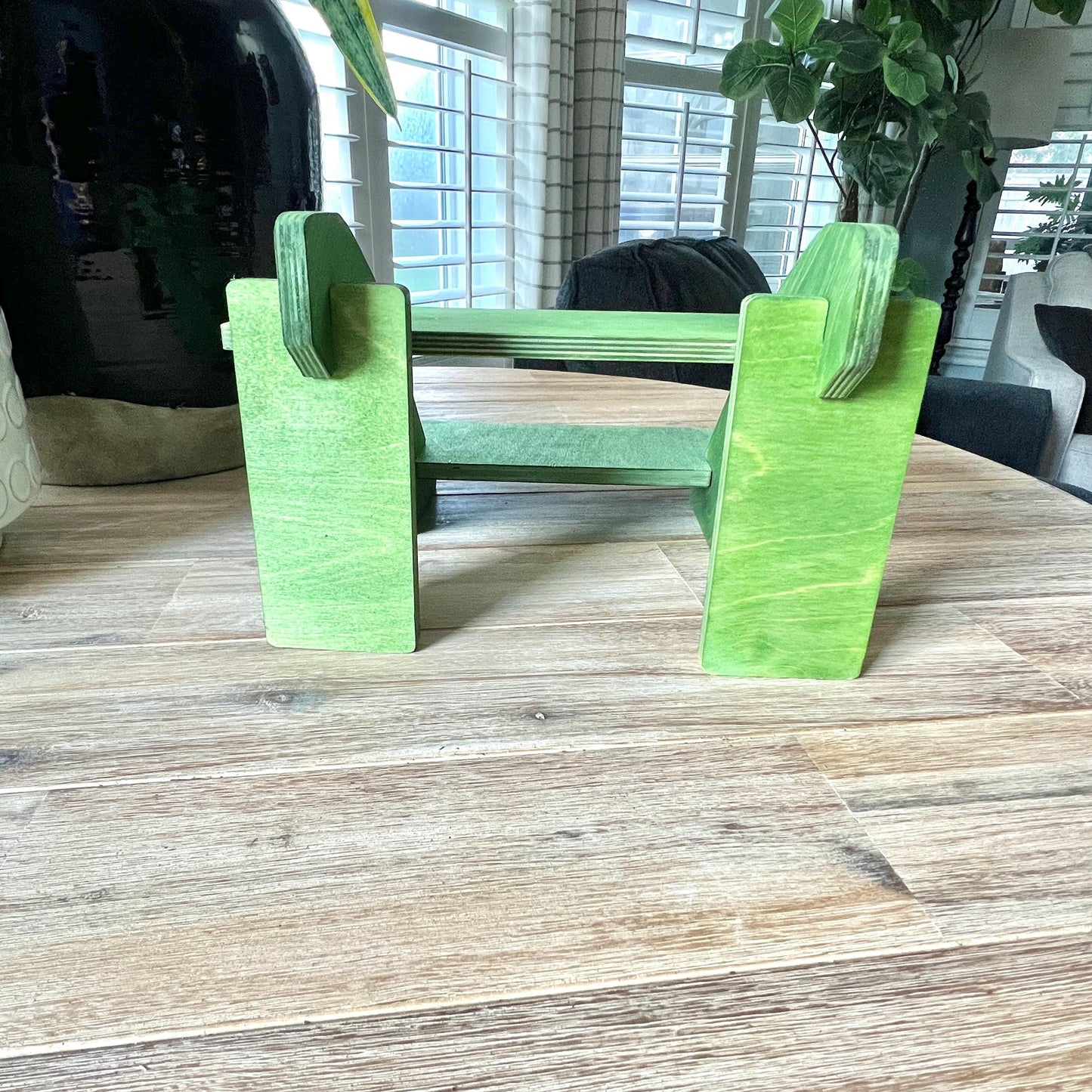 Two-Pack Green 2-Tier Display Stand, Craft Show Shelving