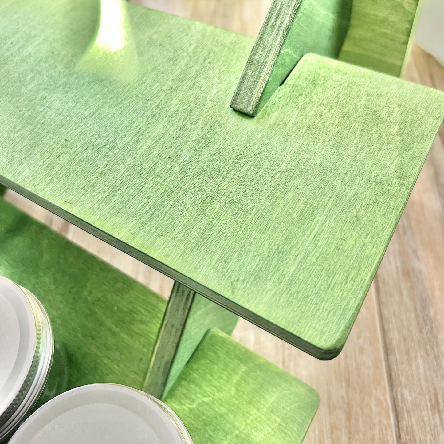 Two-Pack Green 2-Tier Display Stand, Craft Show Shelving