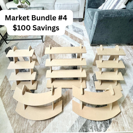 Market Bundle #4, 4-Tier Vendor Displays, Double Refined MDF, Craft Show Display, Candle Display, Tabletop Display, Wood Display Stand