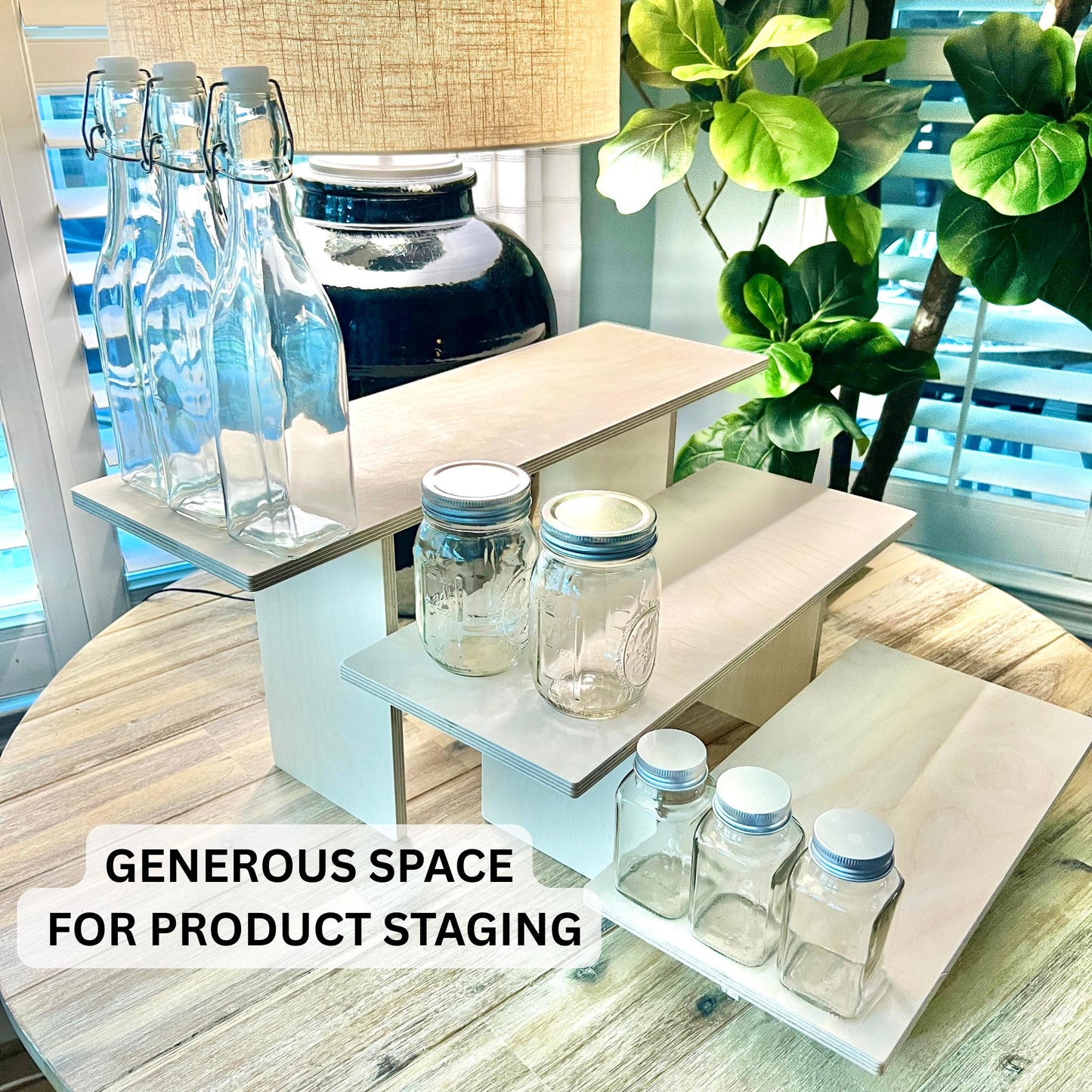 5-Tier Wood Display Shelf Set: Collapsible Tabletop Risers