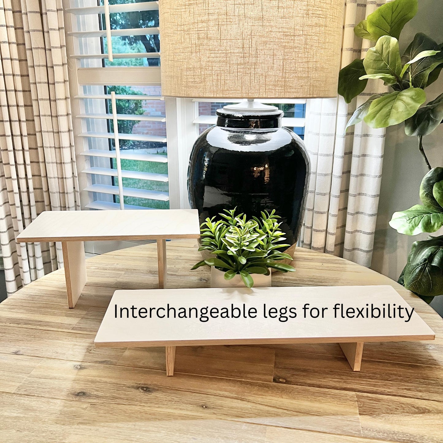 5-Tier Wood Display Shelf Set: Collapsible Tabletop Risers