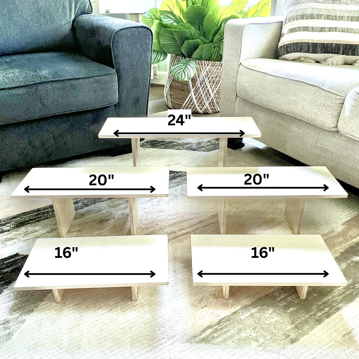 5-Tier Wood Display Shelf Set: Collapsible Tabletop Risers