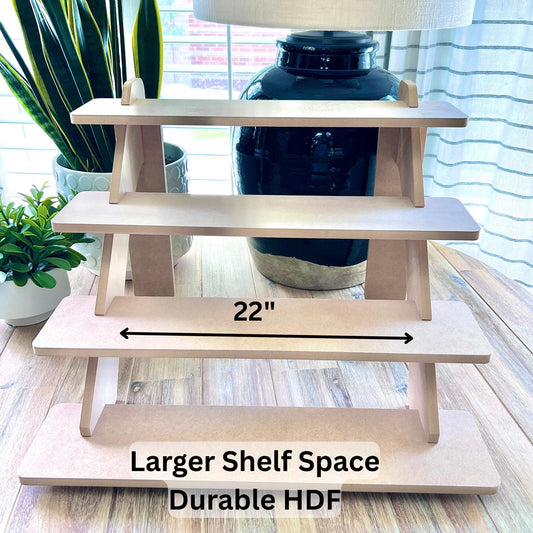 4-Tier HDF Display Stand: 22" Craft Fair Tabletop Shelves