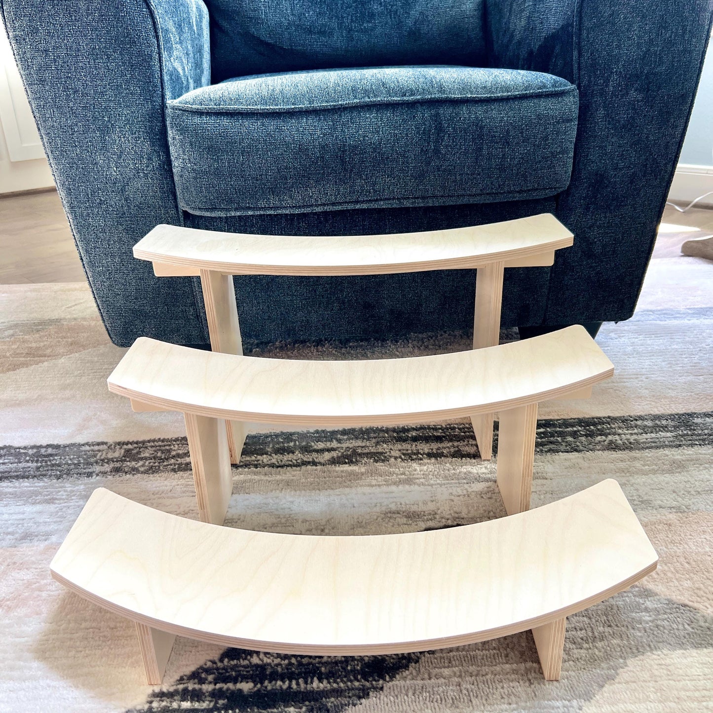 3-Tier Birch Wood Pedestal Shelving Set: Reversible Shelving for Markets and Craft Shows