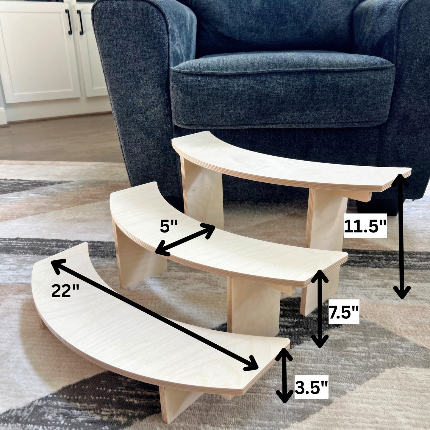 3-Tier Birch Wood Pedestal Shelving Set: Reversible Shelving for Markets and Craft Shows