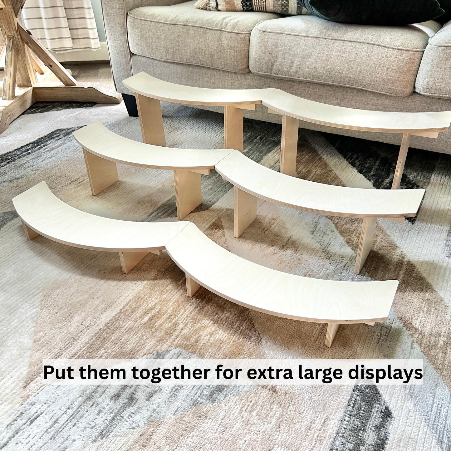 3-Tier Birch Wood Pedestal Shelving Set: Reversible Shelving for Markets and Craft Shows