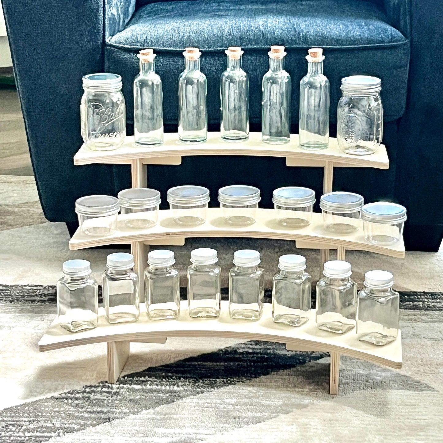 3-Tier Birch Wood Pedestal Shelving Set: Reversible Shelving for Markets and Craft Shows