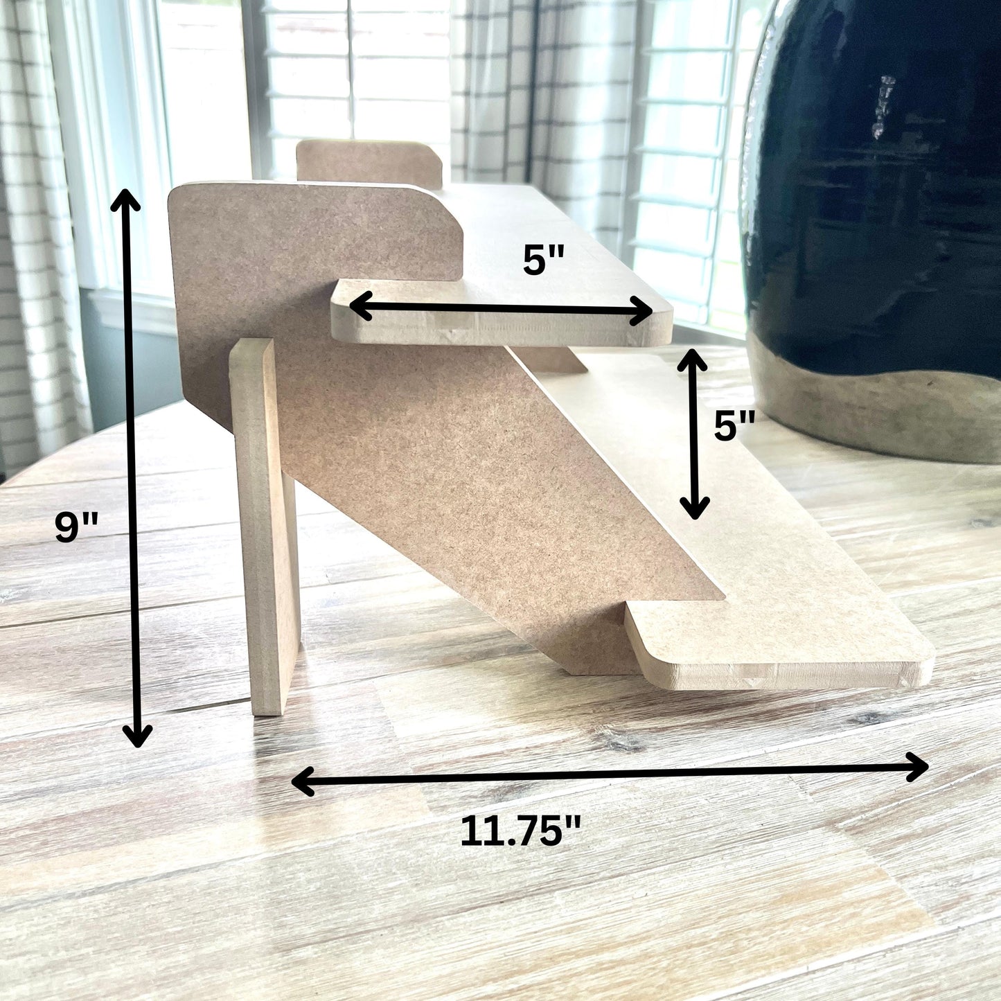 2-Tier HDF Display Stand: 22" Tabletop Shelving for Craft Shows and Vendor Markets