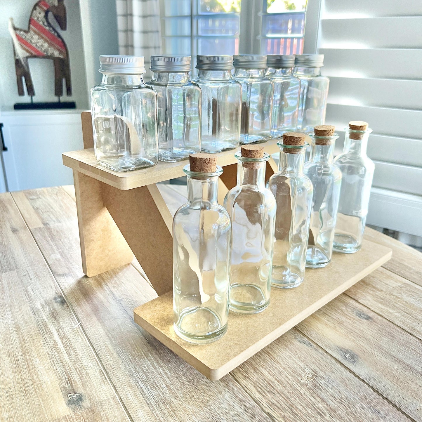 2-Tier HDF Display Stand: 14" Vendor Shelving for Craft Shows