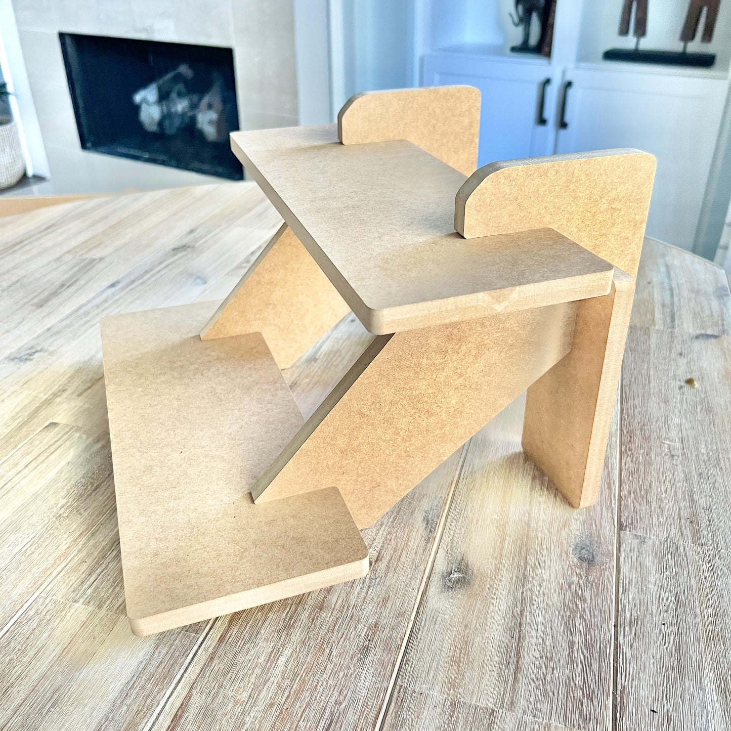 2-Tier HDF Display Stand: 14" Vendor Shelving for Craft Shows