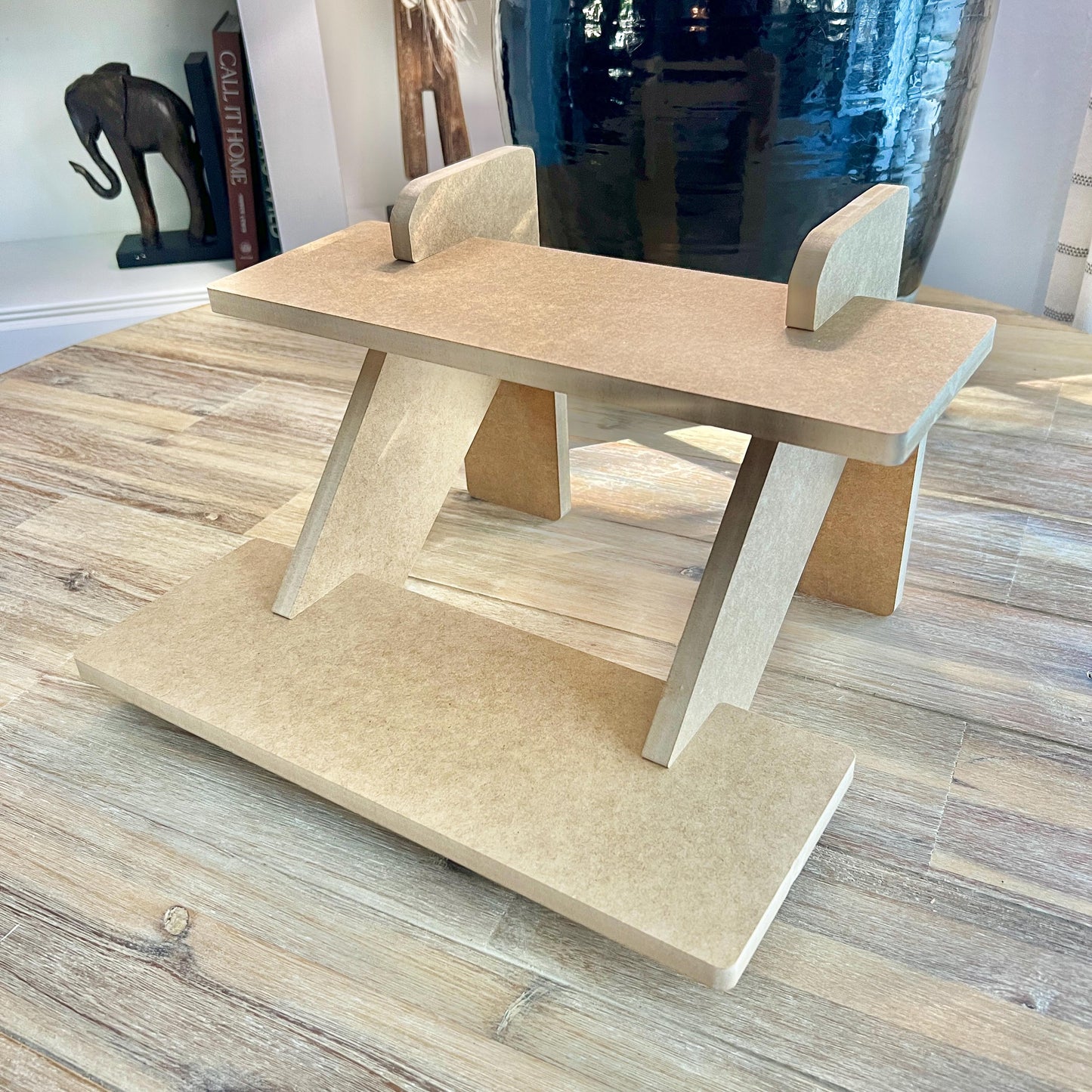 2-Tier HDF Display Stand: 14" Vendor Shelving for Craft Shows