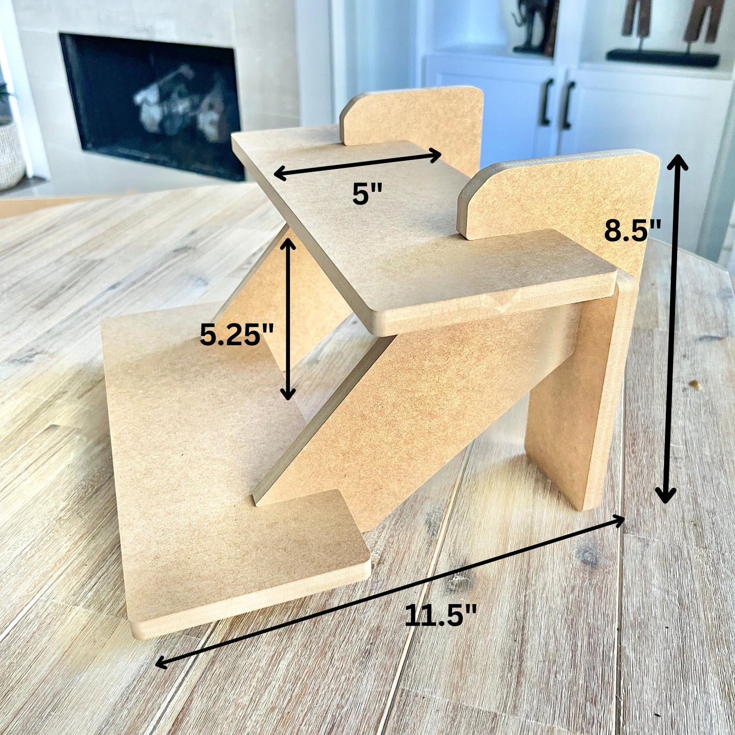 2-Tier HDF Display Stand: 14" Vendor Shelving for Craft Shows