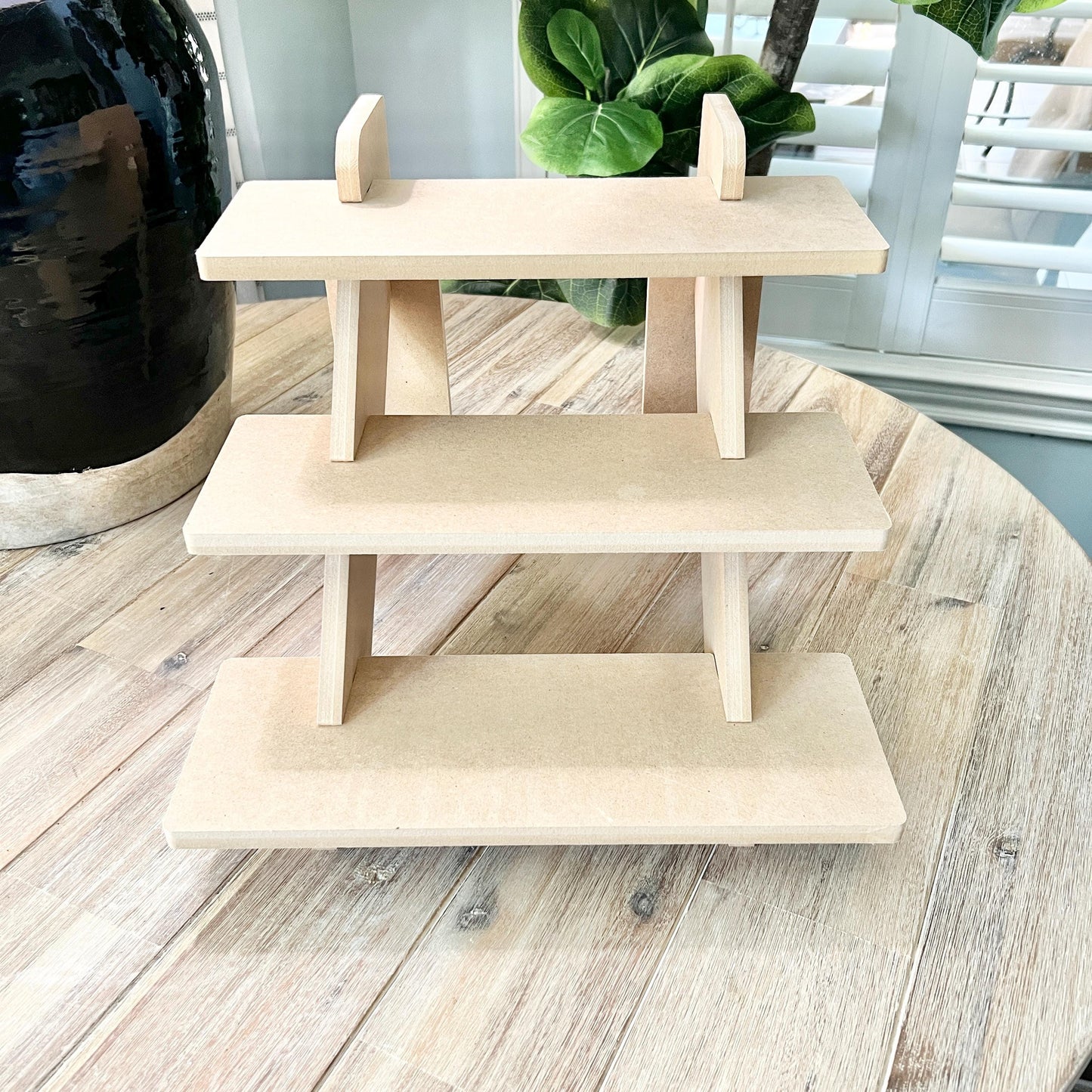 3-Tier HDF Display Stand: Tabletop 14" Shelving for Craft Shows