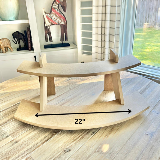 2-Tier HDF Curved Display Stand: Tabletop Vendor Display for Craft Shows