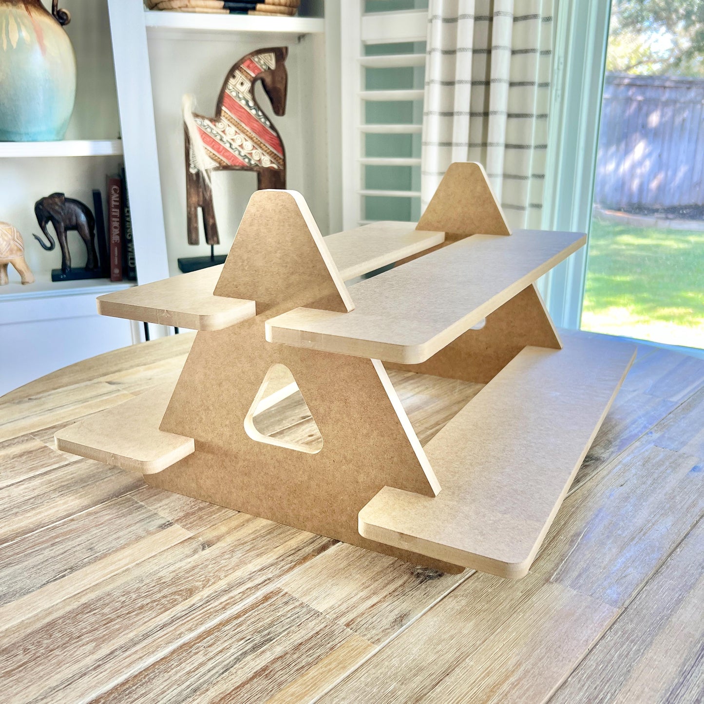 Dual Sided 2-Tier HDF Display Stand: Collapsible Craft Show Tabletop Organizer