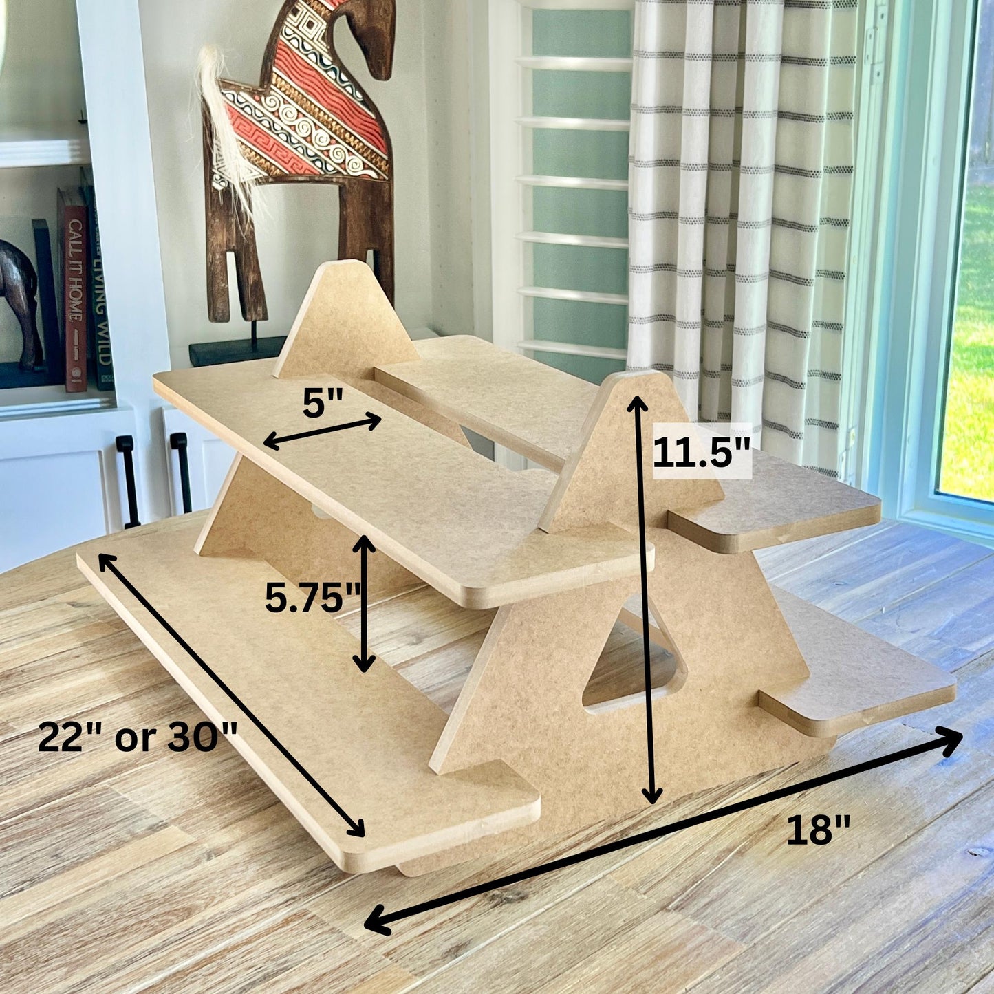 Dual Sided 2-Tier HDF Display Stand: Collapsible Craft Show Tabletop Organizer